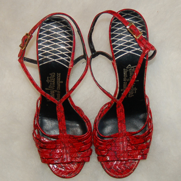 Henry Waters Shoes - VTG Henry Waters Red Snake Heel Size 37